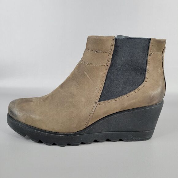 Bussola Womens Chelsea Ankle Boots Round Toe Leather Silk Nubuck Stone 40 / 9 US - Picture 2 of 11